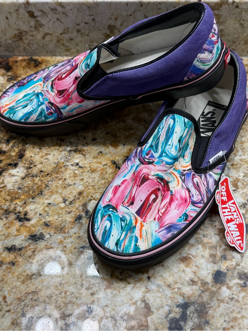 NWT Vans Customs Classic Slip-On Wide "Brushstrokes" - Men's 10